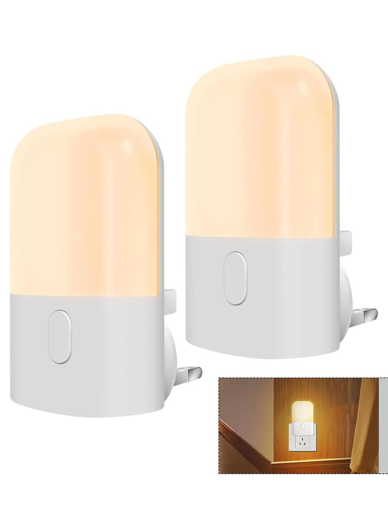 2 Pcs Dimmable Night Light, LED Eye Protection Night Light, Plug in Wall with Dusk to Dawn Photocell Sensor, for Children's Room, Stairway, Bedroom, Kitchen, 2700K Warm White Sleep Light (Warm) - Image 1